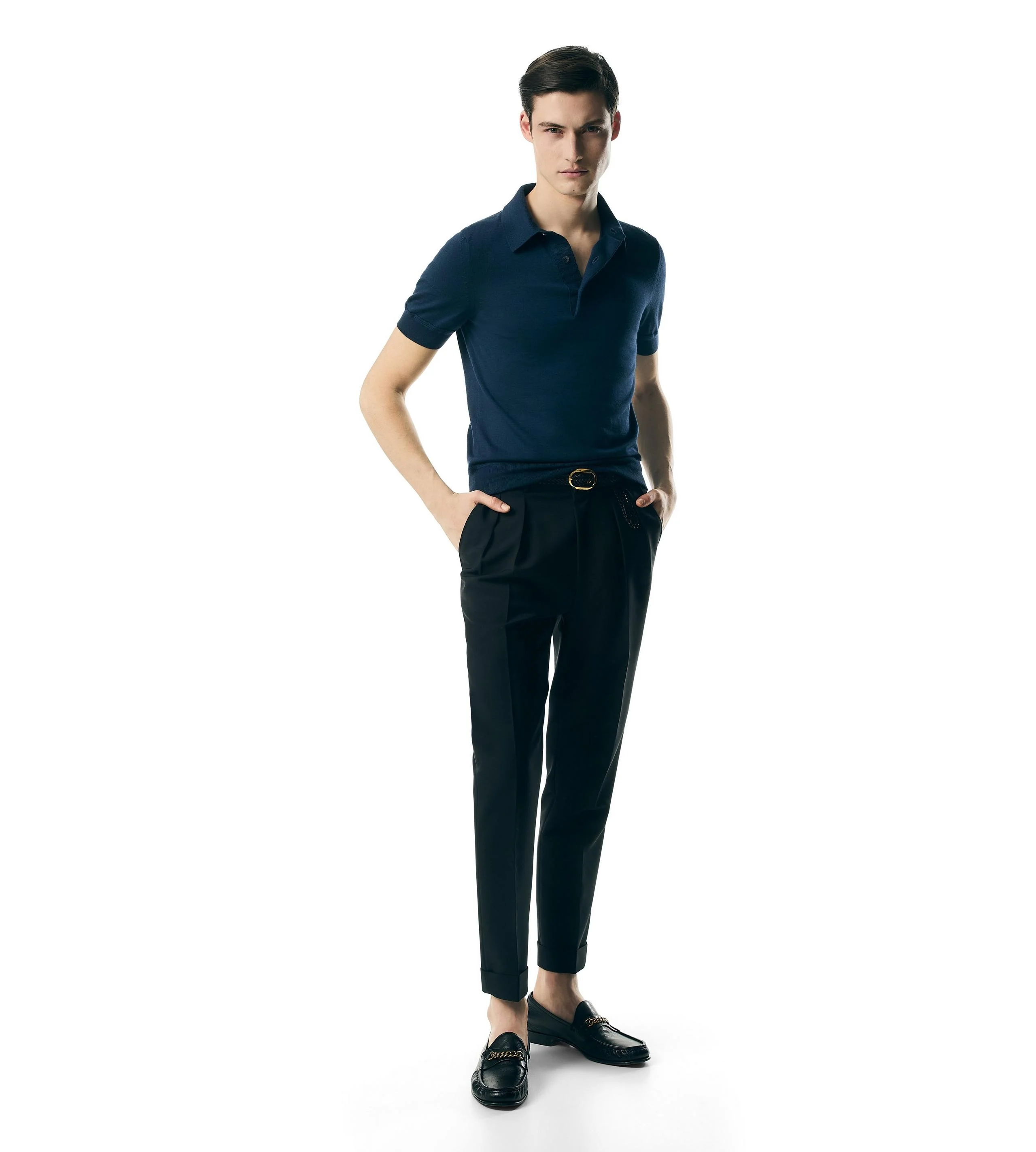 FINE GAUGE CASHMERE SILK POLO - 1