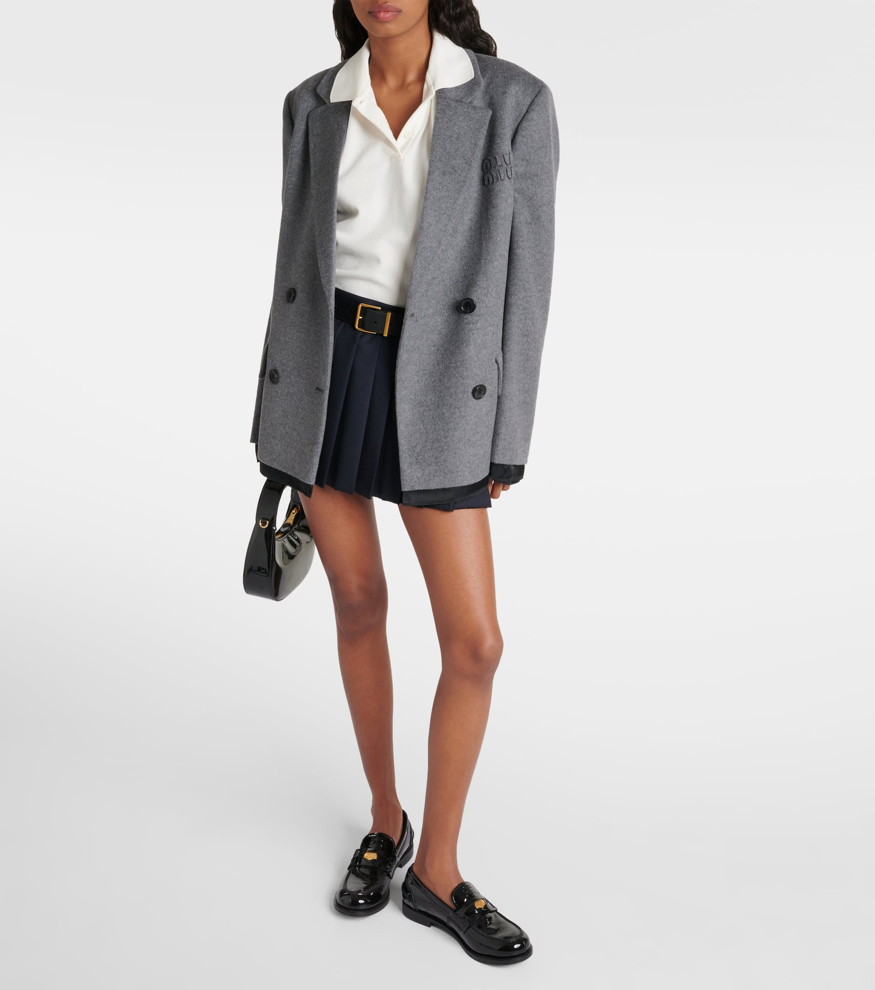 Double-breasted wool and cashmere blazer - 2