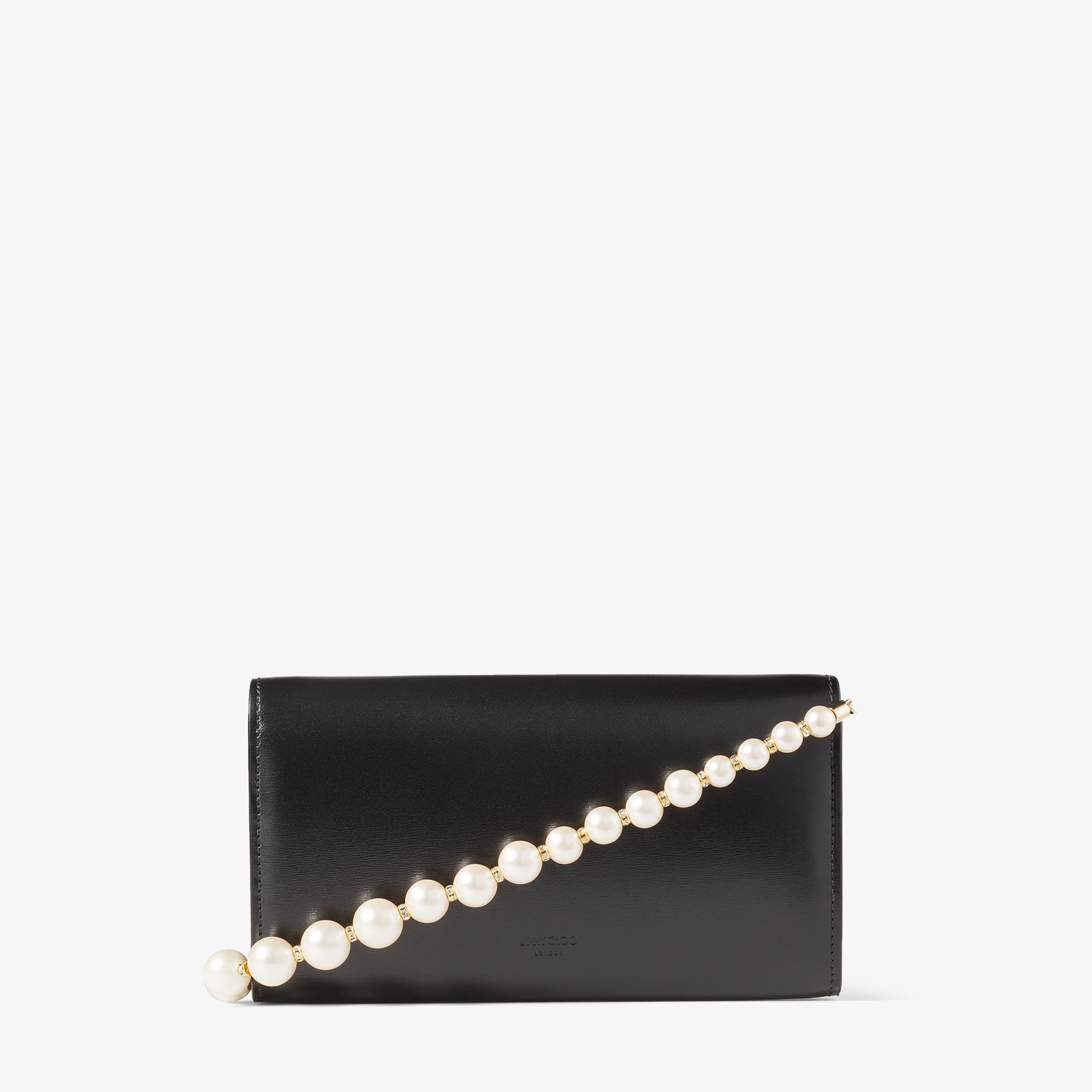 Avenue Wallet W/Chain
Black Leather Wallet with Pearl Strap - 7