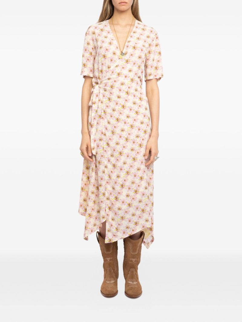 Zadig & Voltaire asymmetric floral midi dress outlook