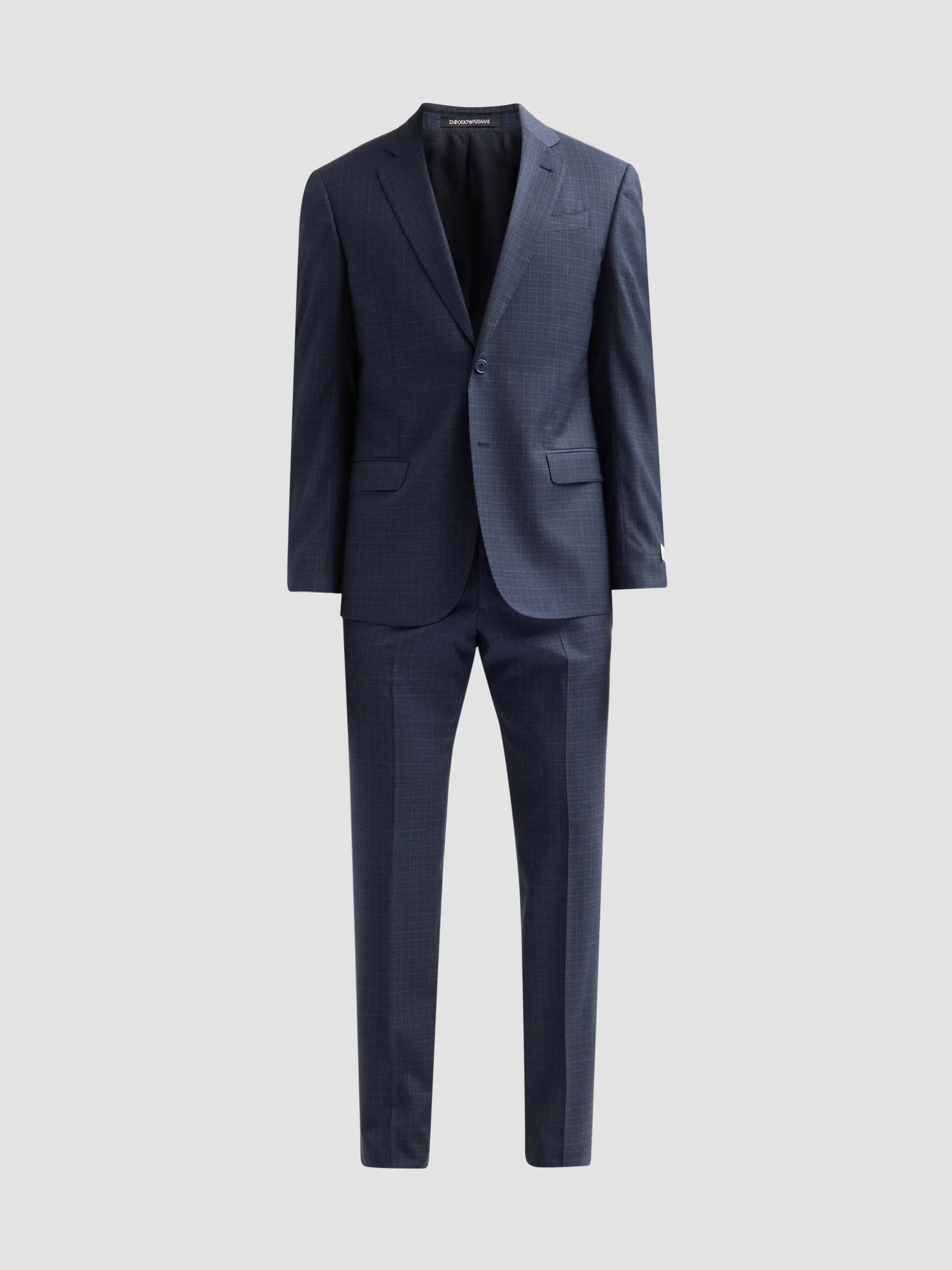 Men's Textured Box Wool Single-Breasted Suit - Blue - 1