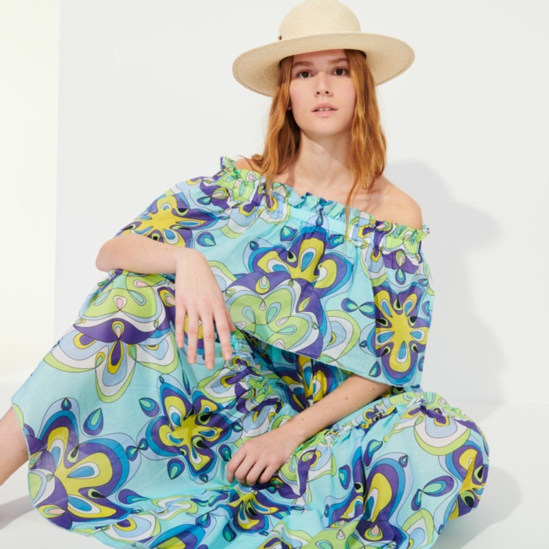 Women Cotton Off the Shoulder Long Dress Kaleidoscope 7