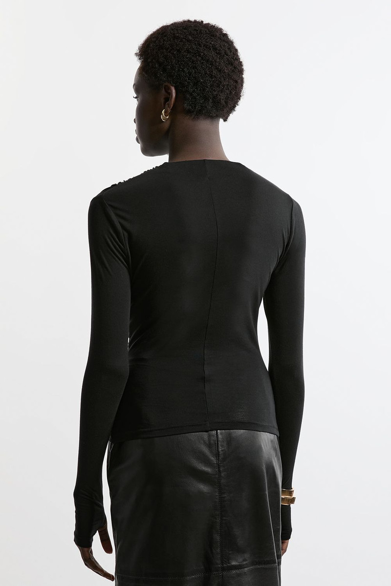 Premium Tencel Jersey Wrap Detail Long Sleeve Top 5