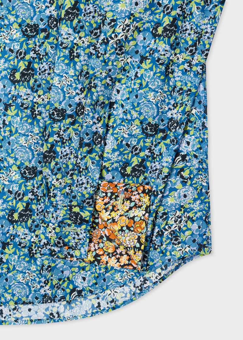 Paul Smith Slim-Fit Blue 'Lime Floral' Print Shirt outlook