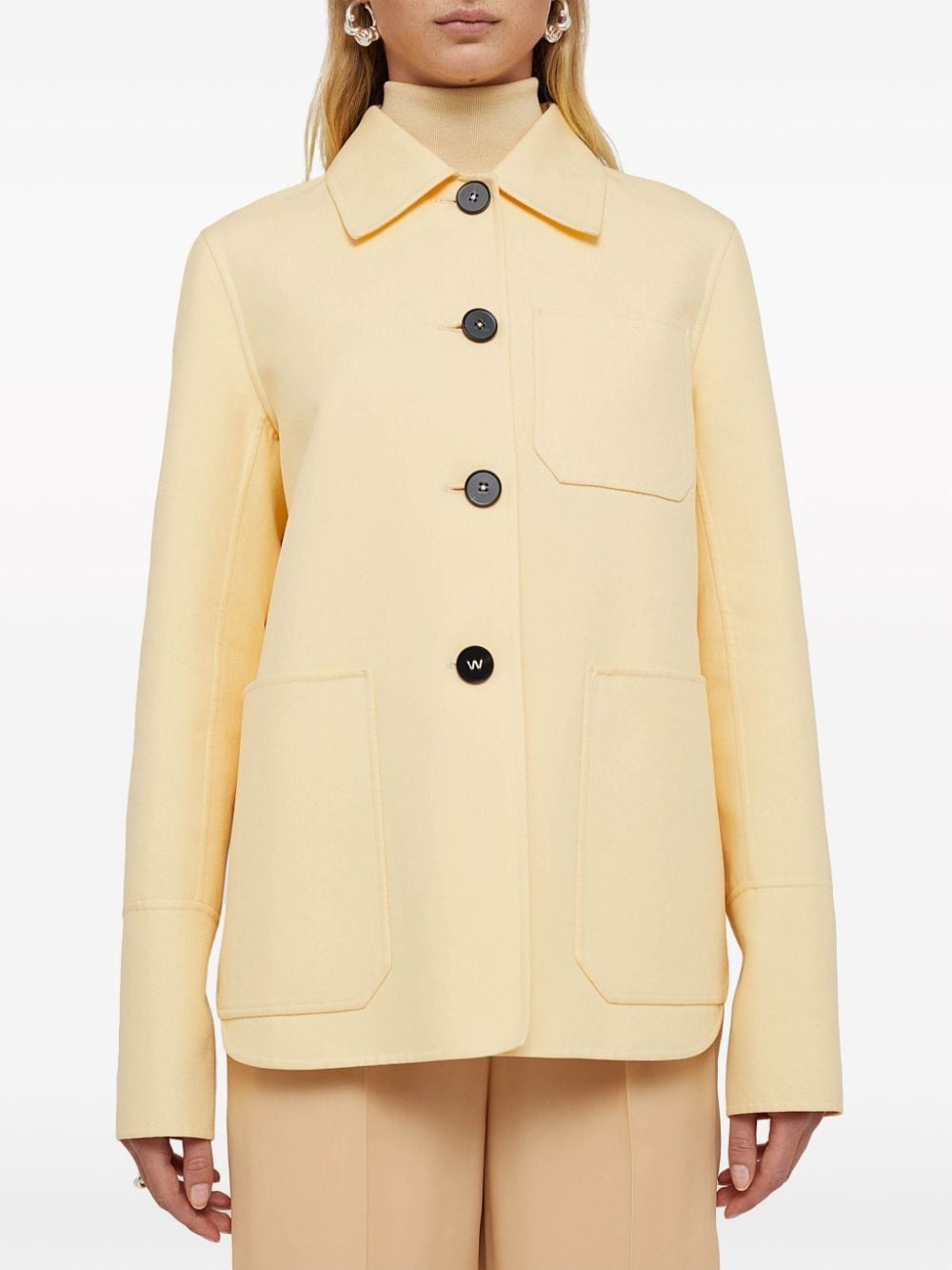 point-collar cotton shirt jacket - 2