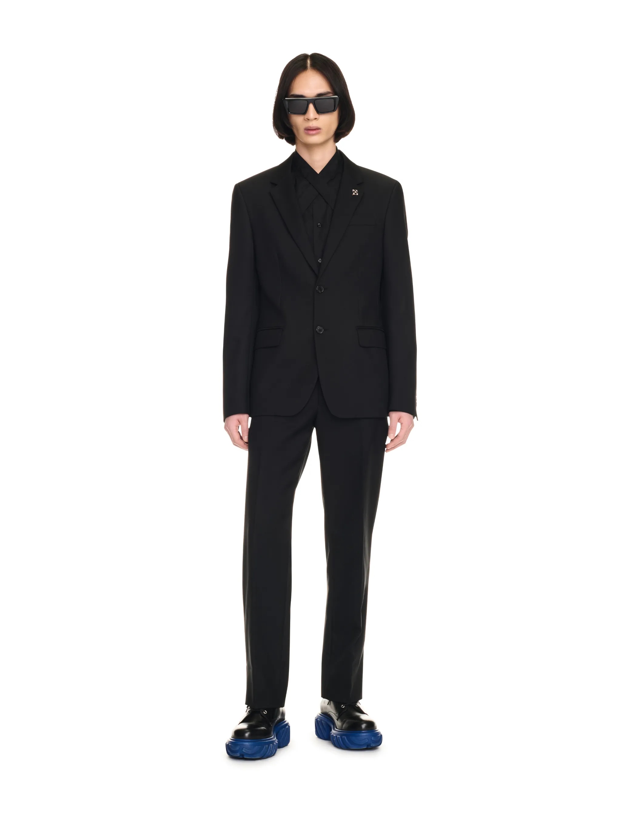 Black/white Drill Slim Pants - 2