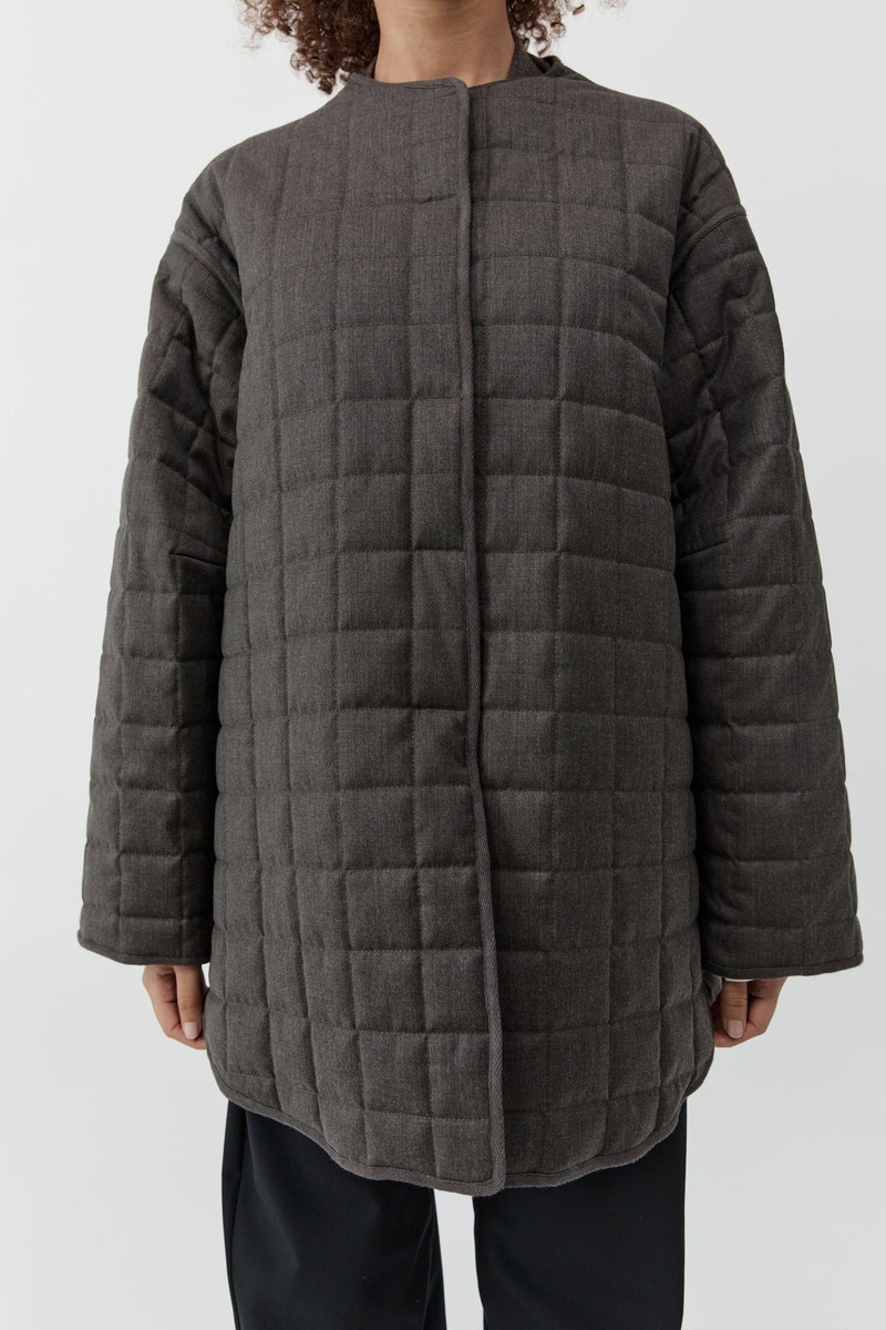 Wool Stitched Pillow Jacket - Mulch 3