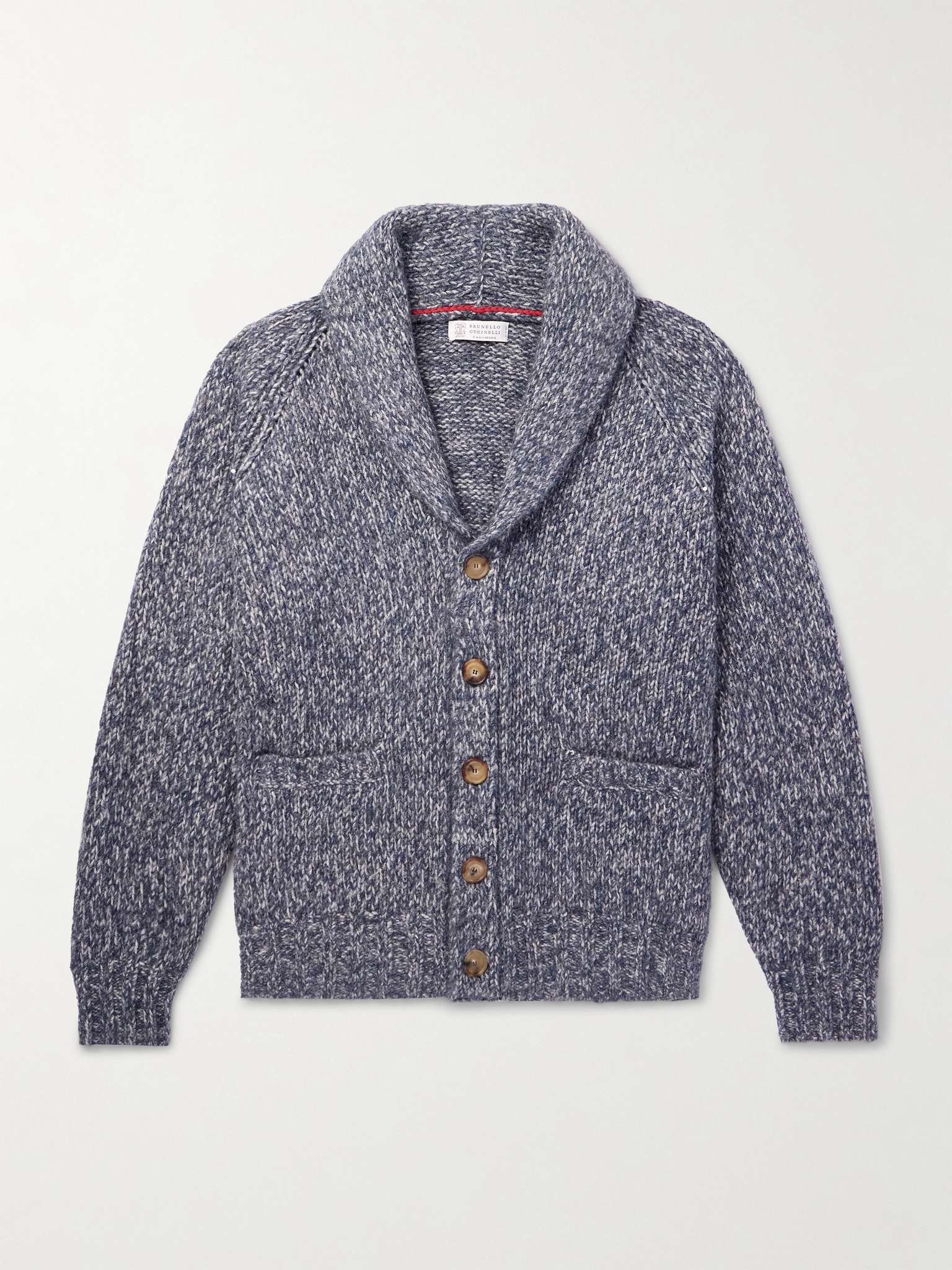 Shawl-Collar Knitted Cardigan - 1