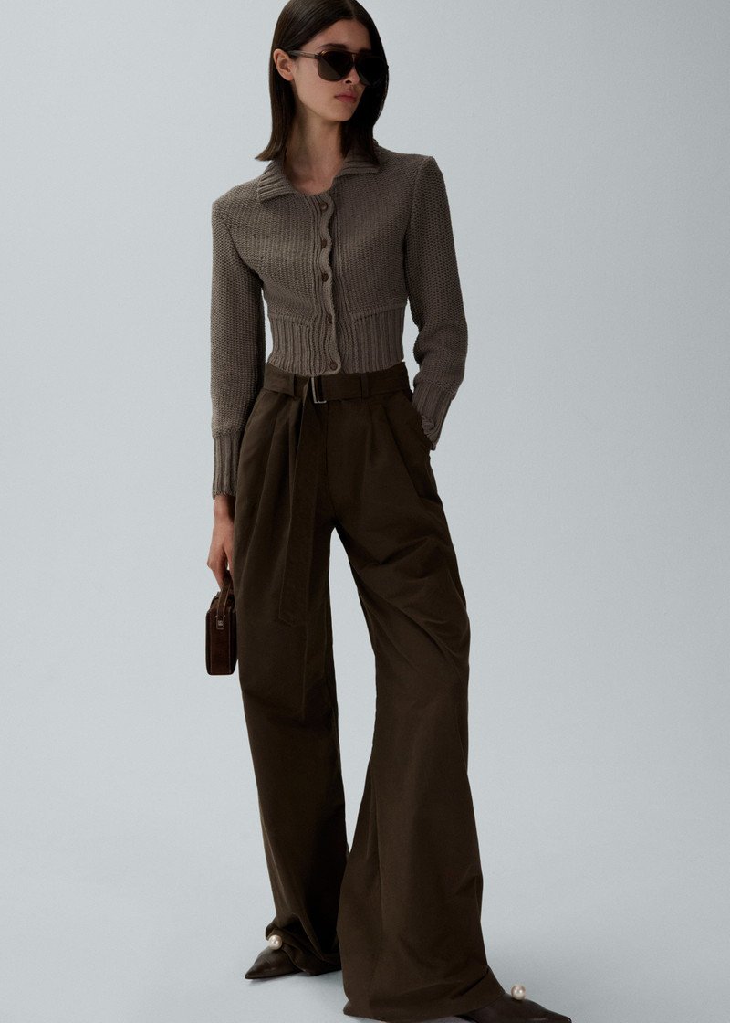 MAGDA BUTRYM Collared cotton cardigan in khaki outlook