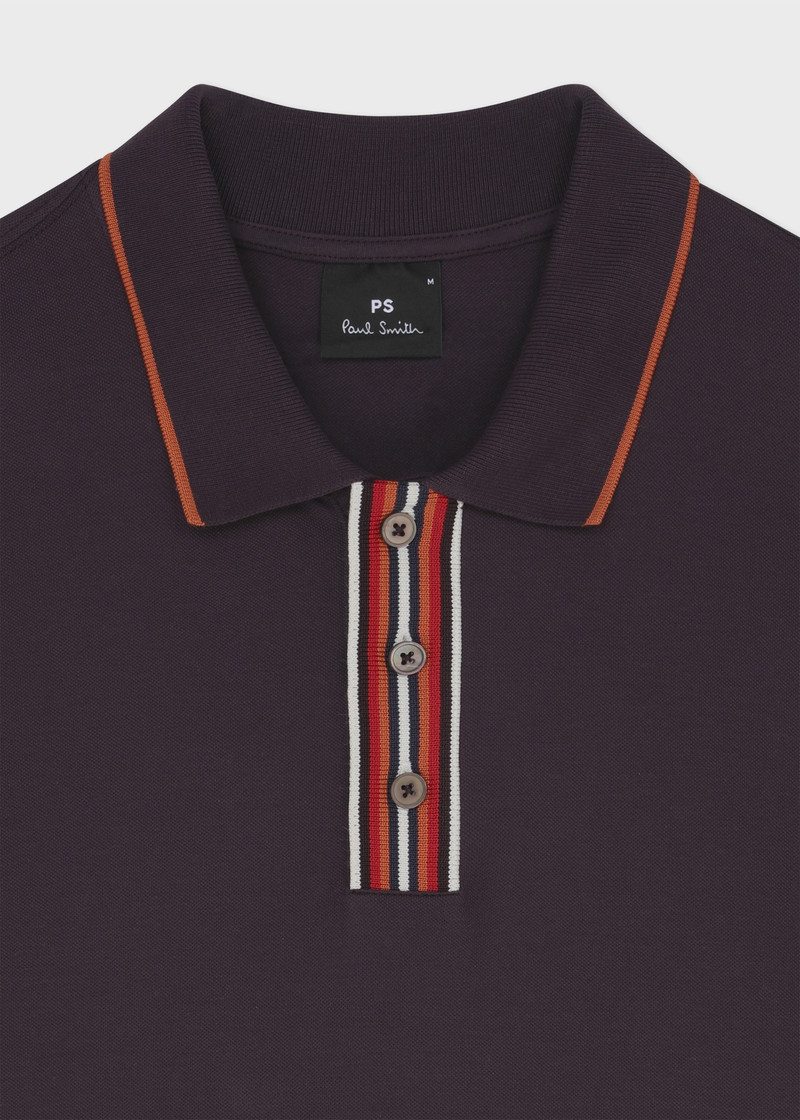 Paul Smith Purple Polo Shirt With Stripe Tipping outlook