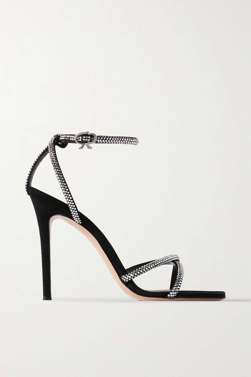 105 crystal-embellished suede sandals 1