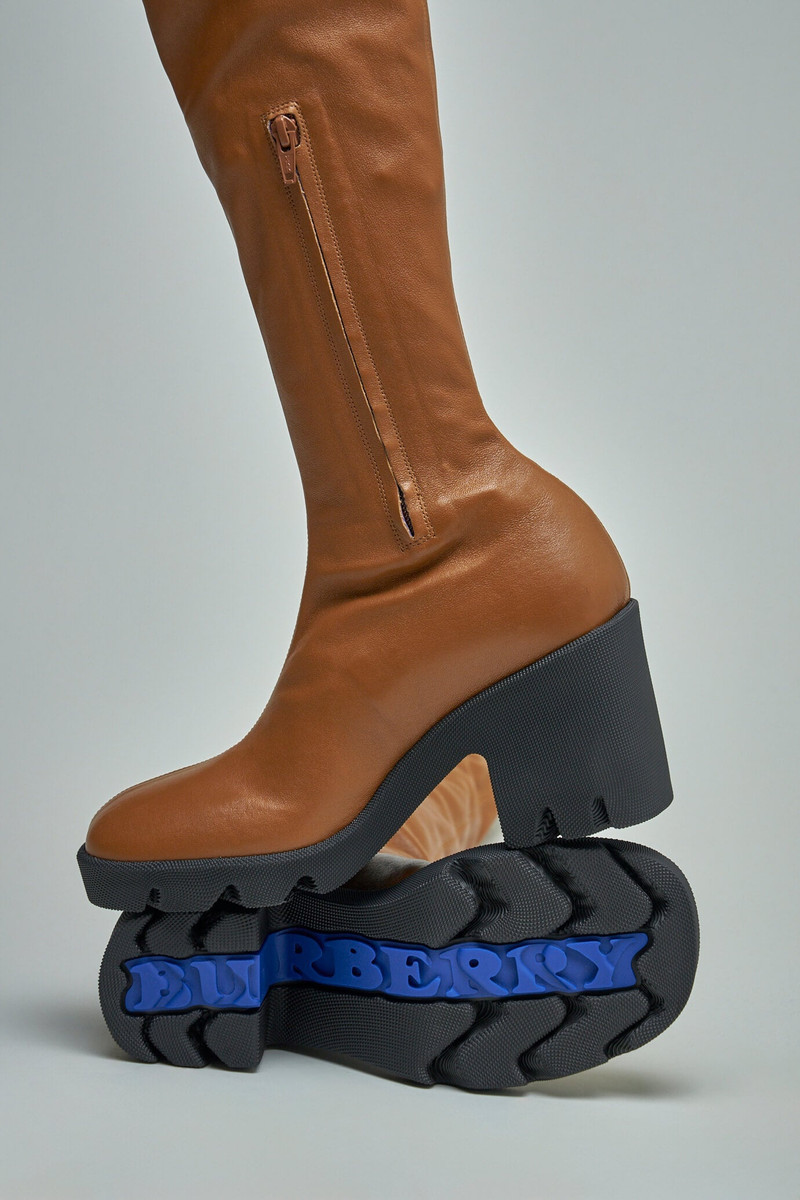 Burberry Stride Leather Lug-Sole Tall Boots outlook
