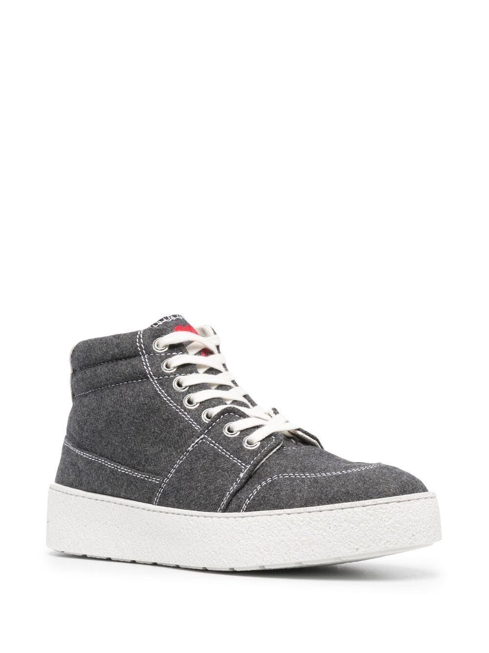 high top leather-trimmed sneakers - 2