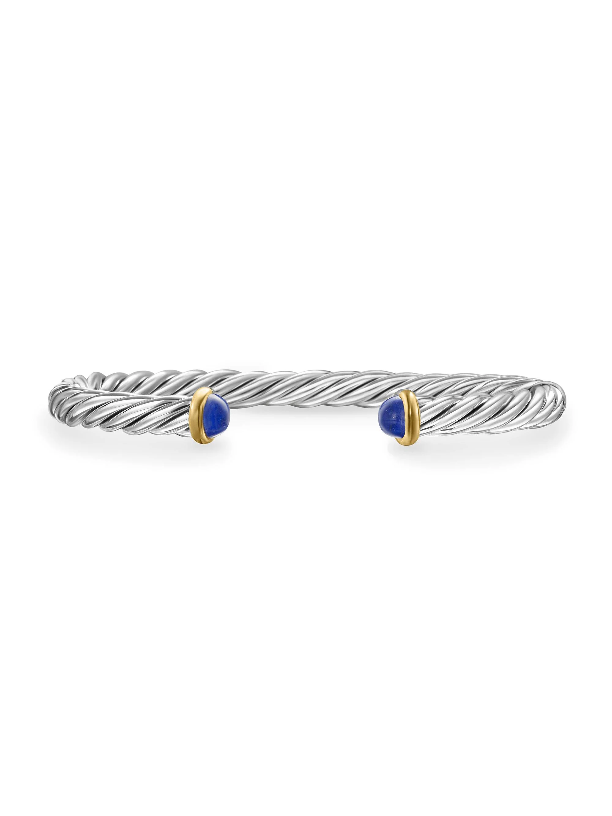 Men's Cable Cuff Bracelet in Sterling Silver - Lapis Lazuli - 1