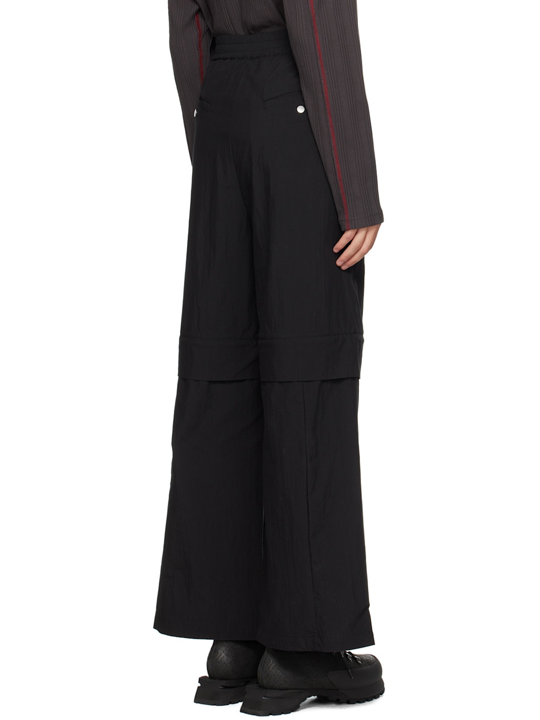 Black Wide Waistbag Convertible Trousers - 3