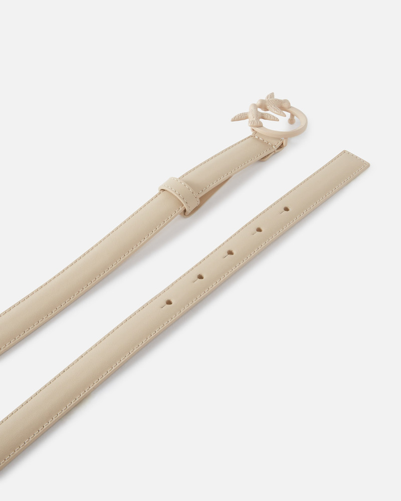 THIN COLOUR-BLOCK LOVE BIRDS LEATHER BELT 2CM 3