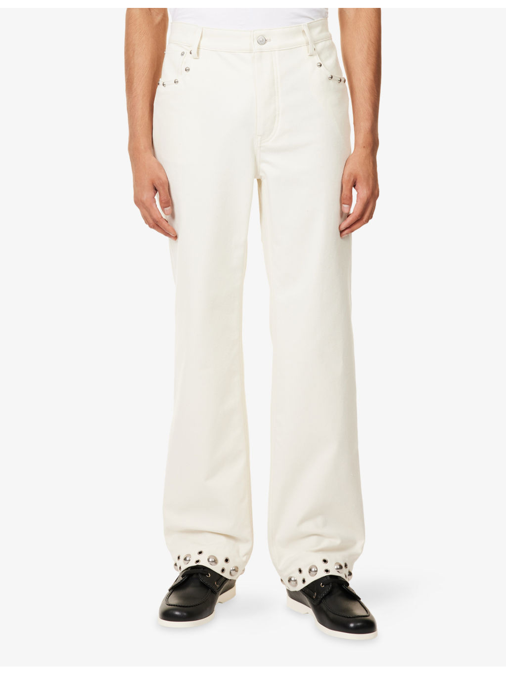 Eyelet Stud Embellishment Straight-leg Denim Jeans - 3