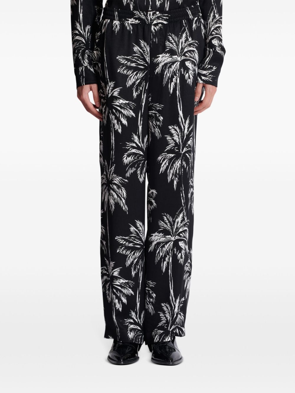 palm tree-print satin trousers - 5