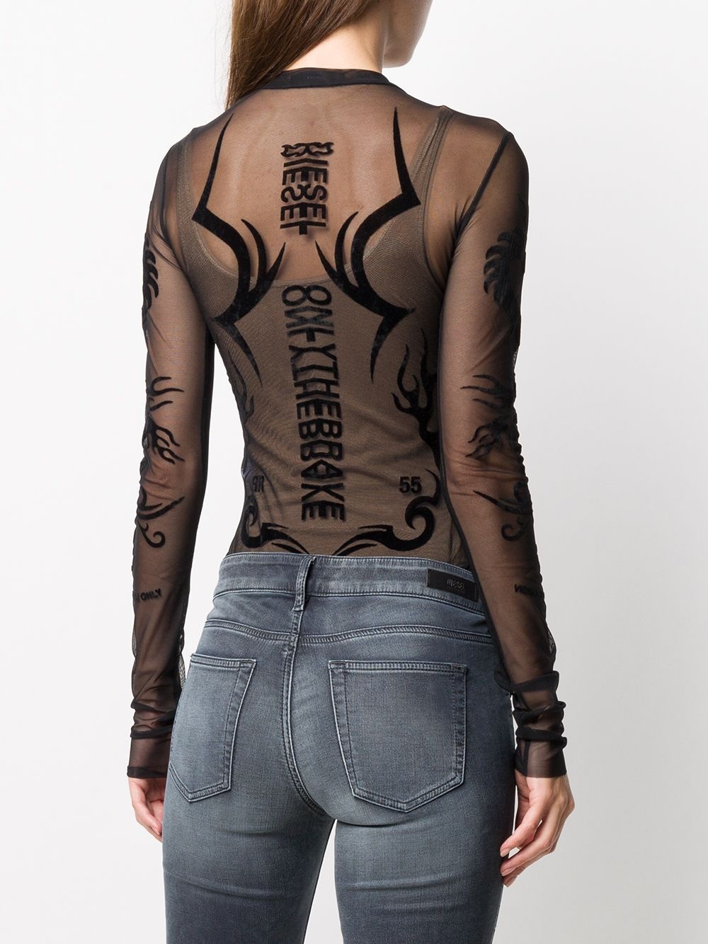 long-sleeve sheer bodysuit - 4