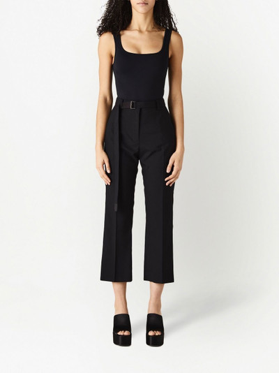 sacai Suting satin-panel cropped trousers outlook