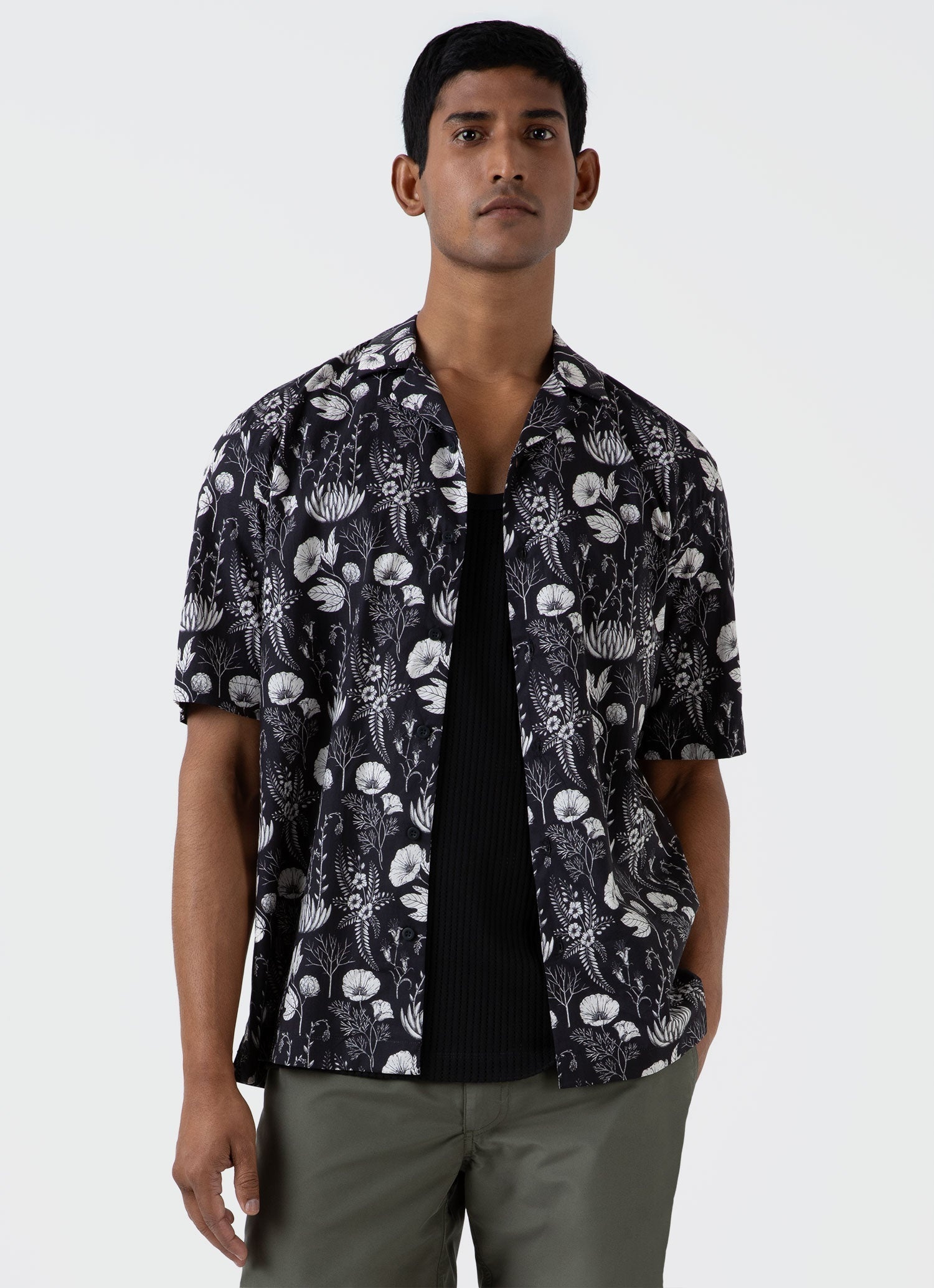 Leaf Print Camp Collar Shirt - 2