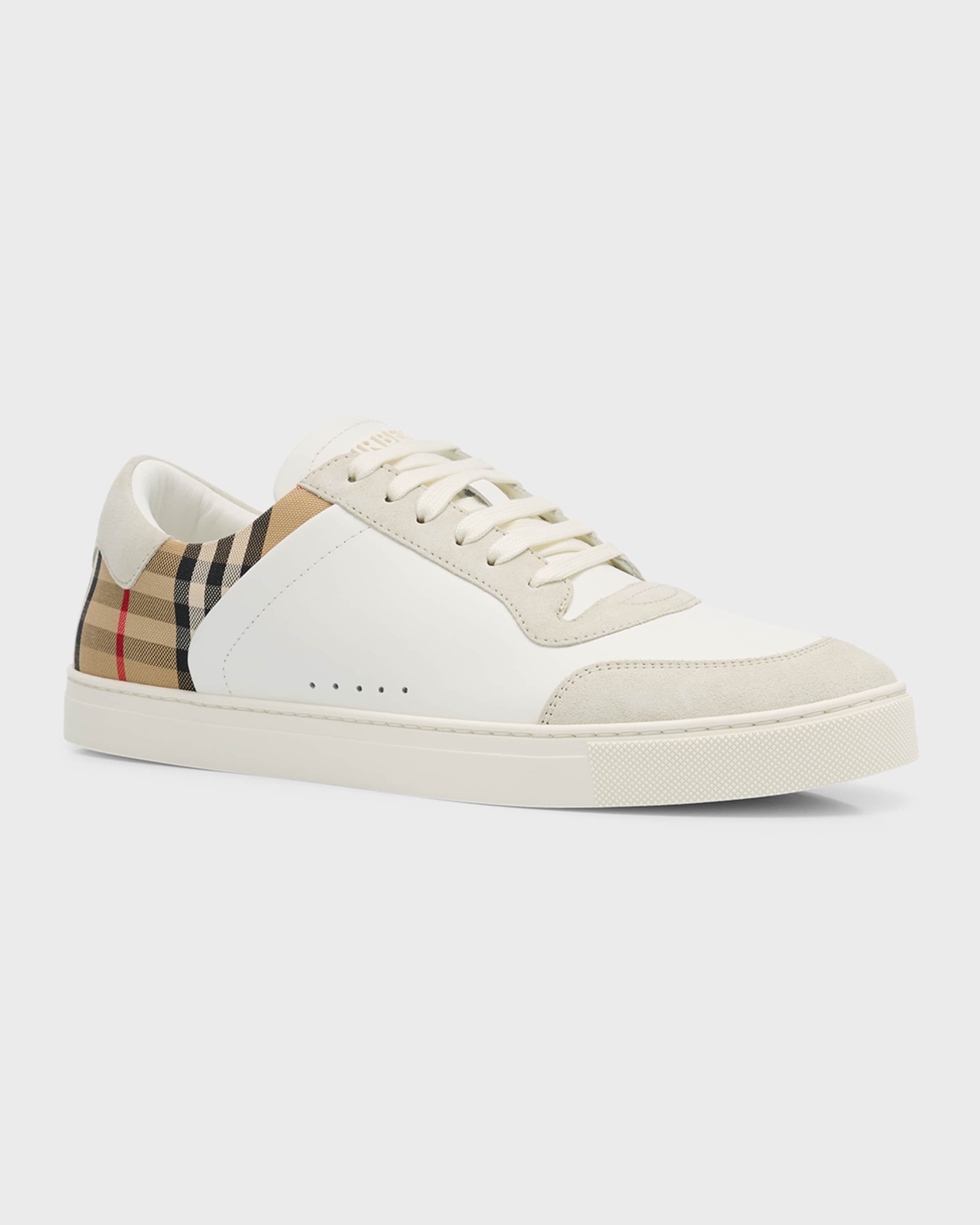 Men's Leather-Suede Check Sneakers - 3