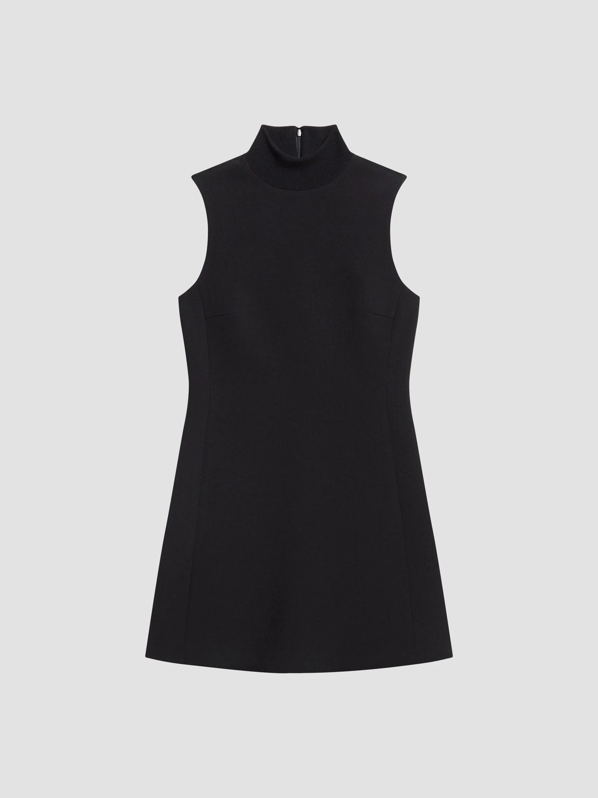 Women's Turtleneck Sleeveless Mini Dress - Black - 1