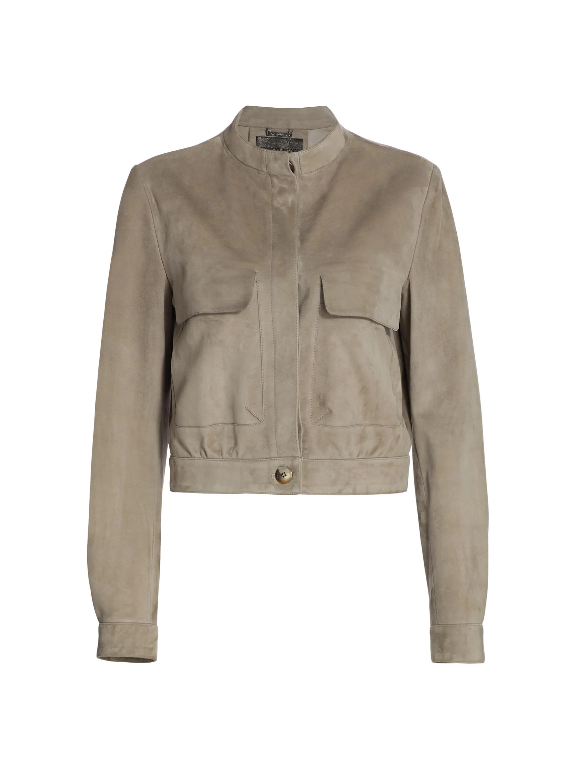 Women's Patch-Pocket Suede Jacket - Hazelnut - 1