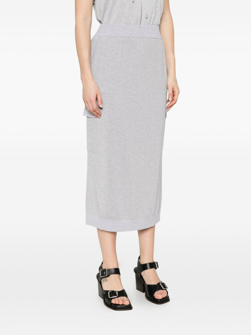 metallic-effect cargo-pocket midi skirt 3