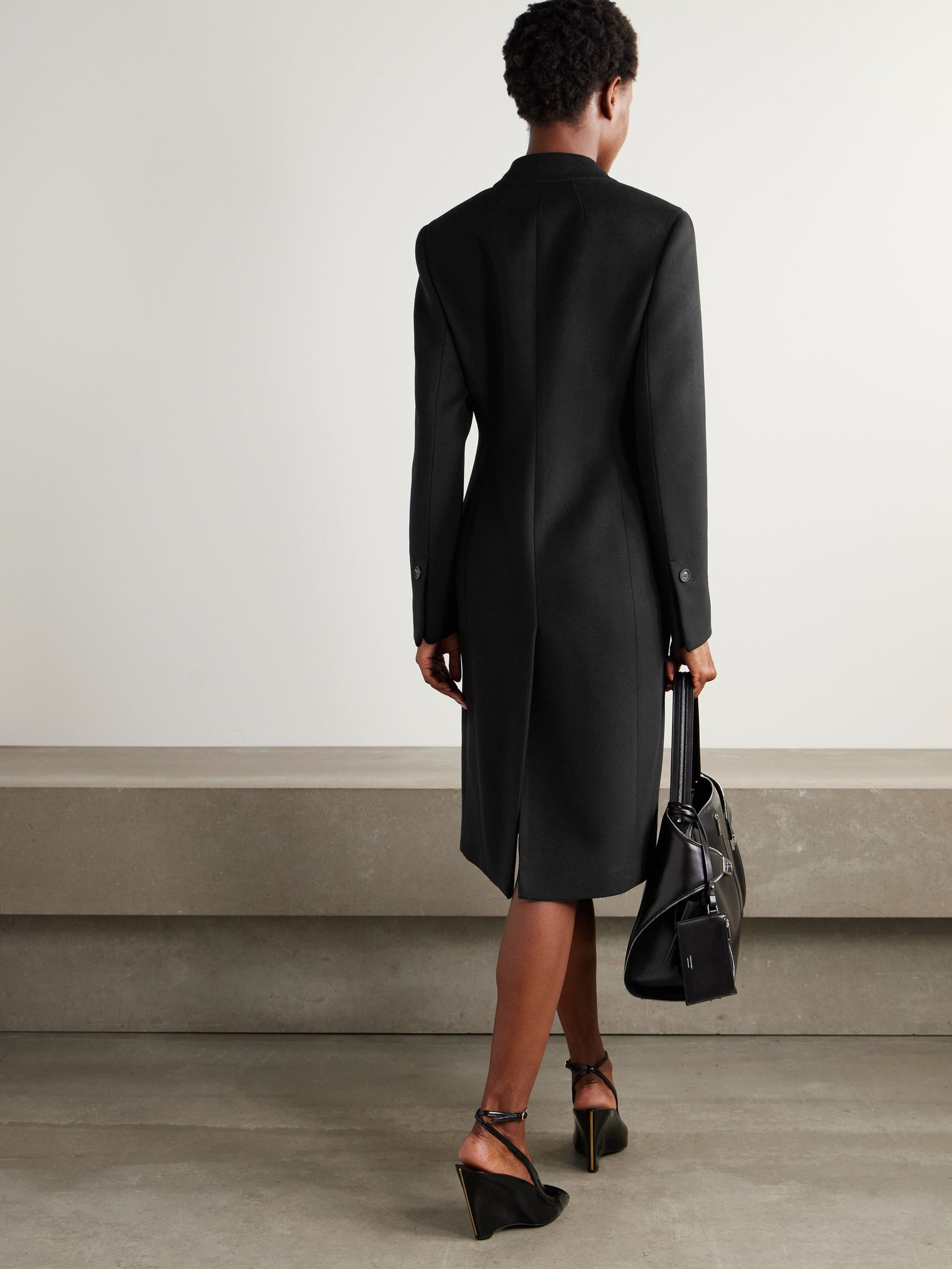 Wool and cashmere-blend coat Black - 3