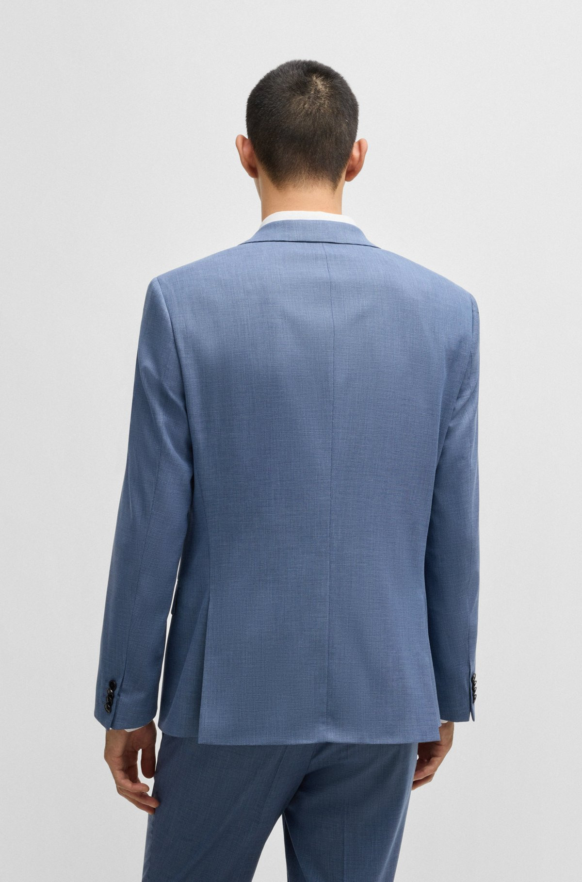 SLIM-FIT SUIT JACKET IN MOULINÉ PERFORMANCE-STRETCH CLOTH - 4