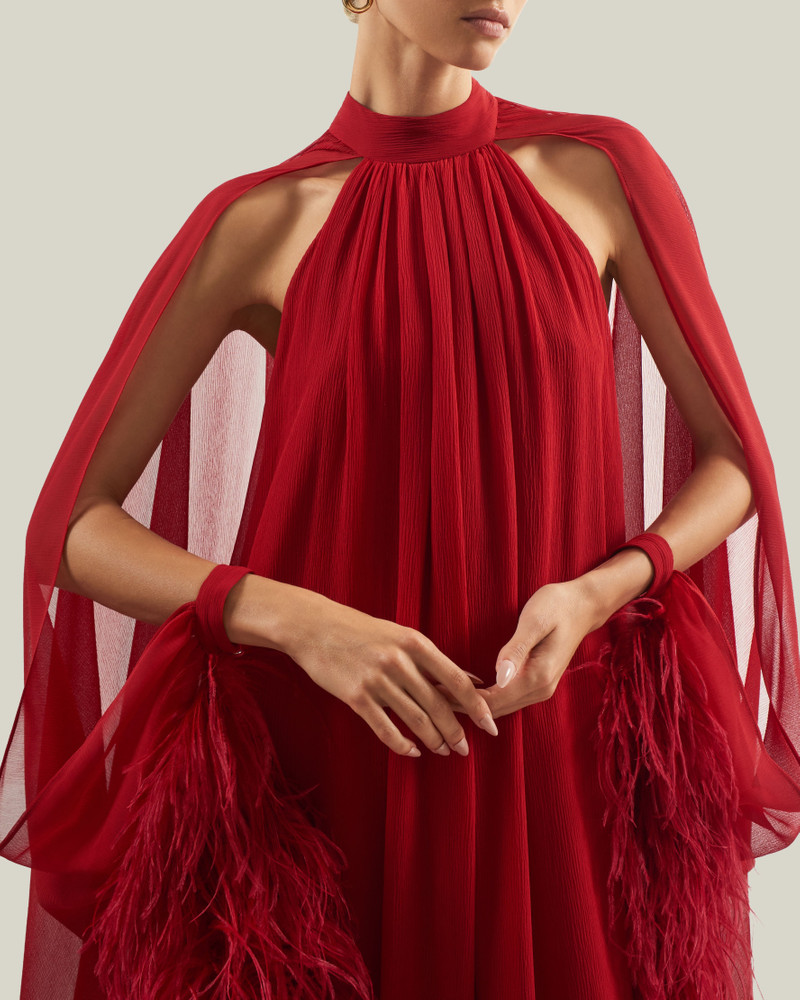 Feathered Eterea Gown in Ruby 4