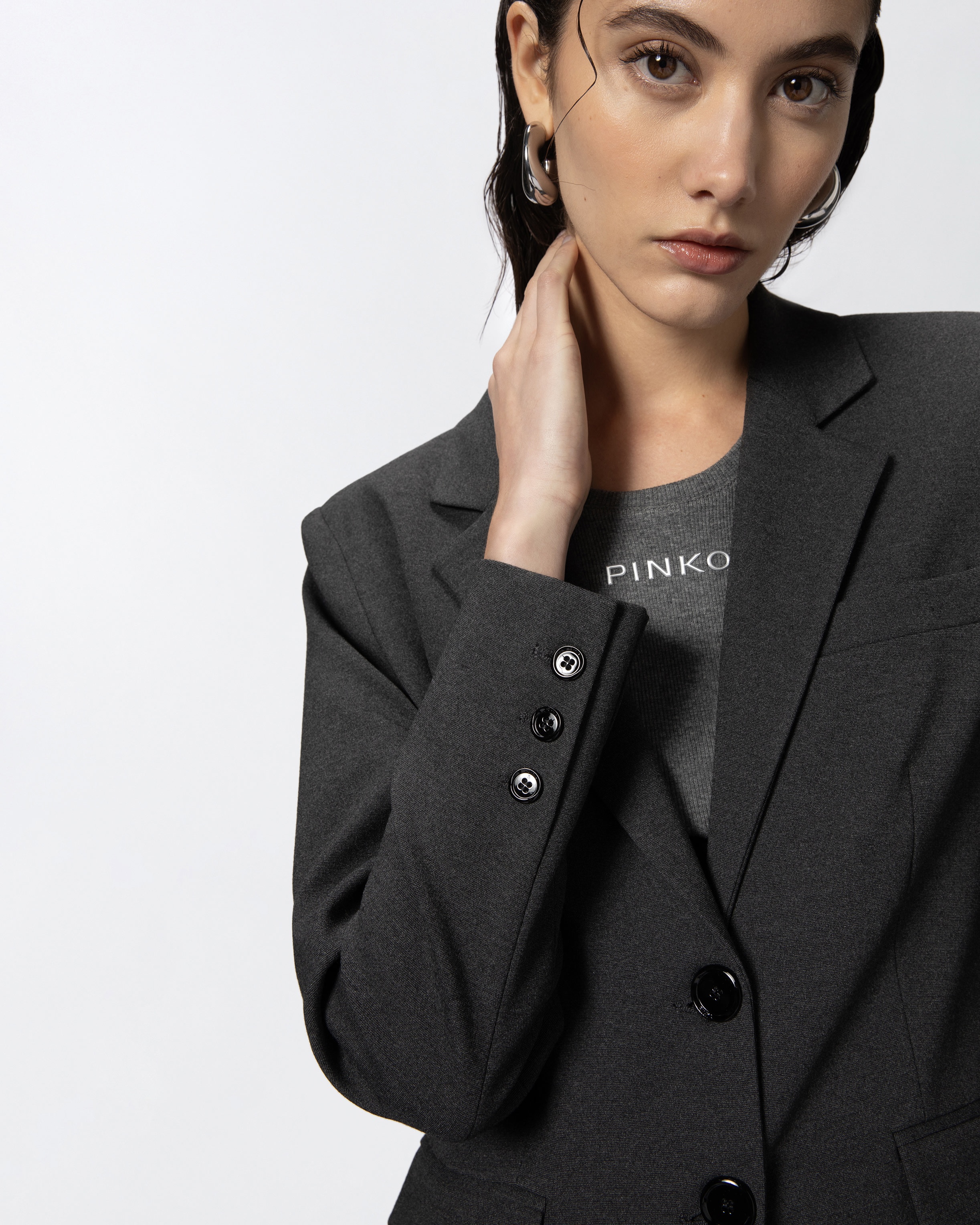 SINGLE-BREASTED BLAZER WITH STRUCTURED SHOULDERS - 5