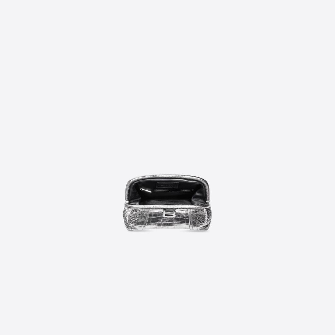 Women's Editor Xs Clutch Metallized Crocodile Embossed in Silver - 4