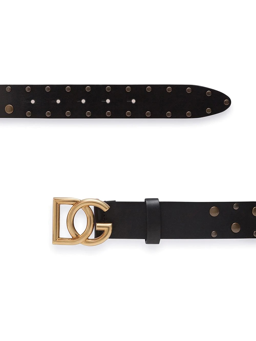 logo-buckle studded belt - 2