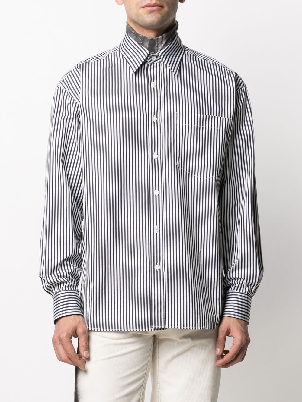 stripe-pattern buttoned shirt - 4