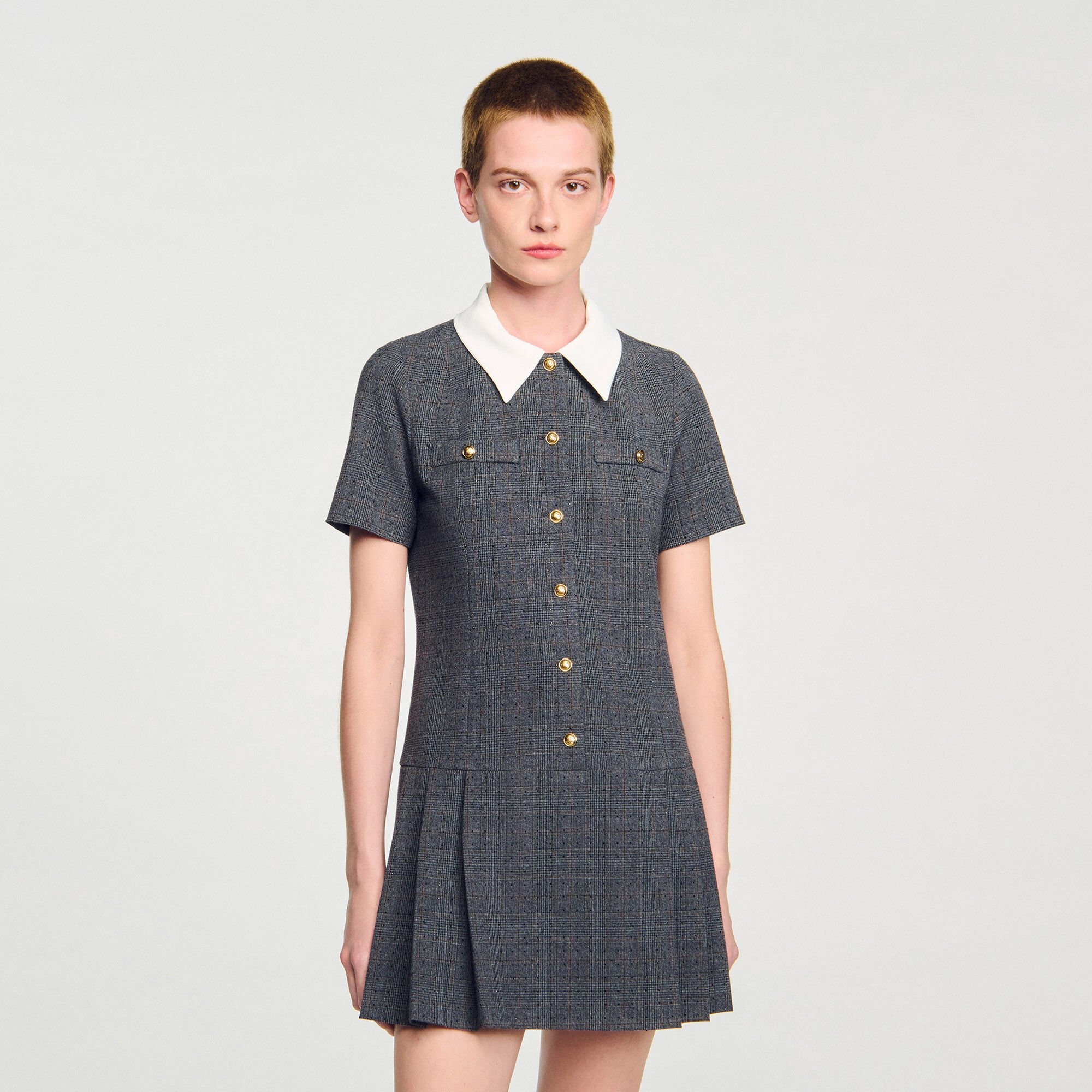MINI PLEATED DRESS WITH RHINESTONES - 4