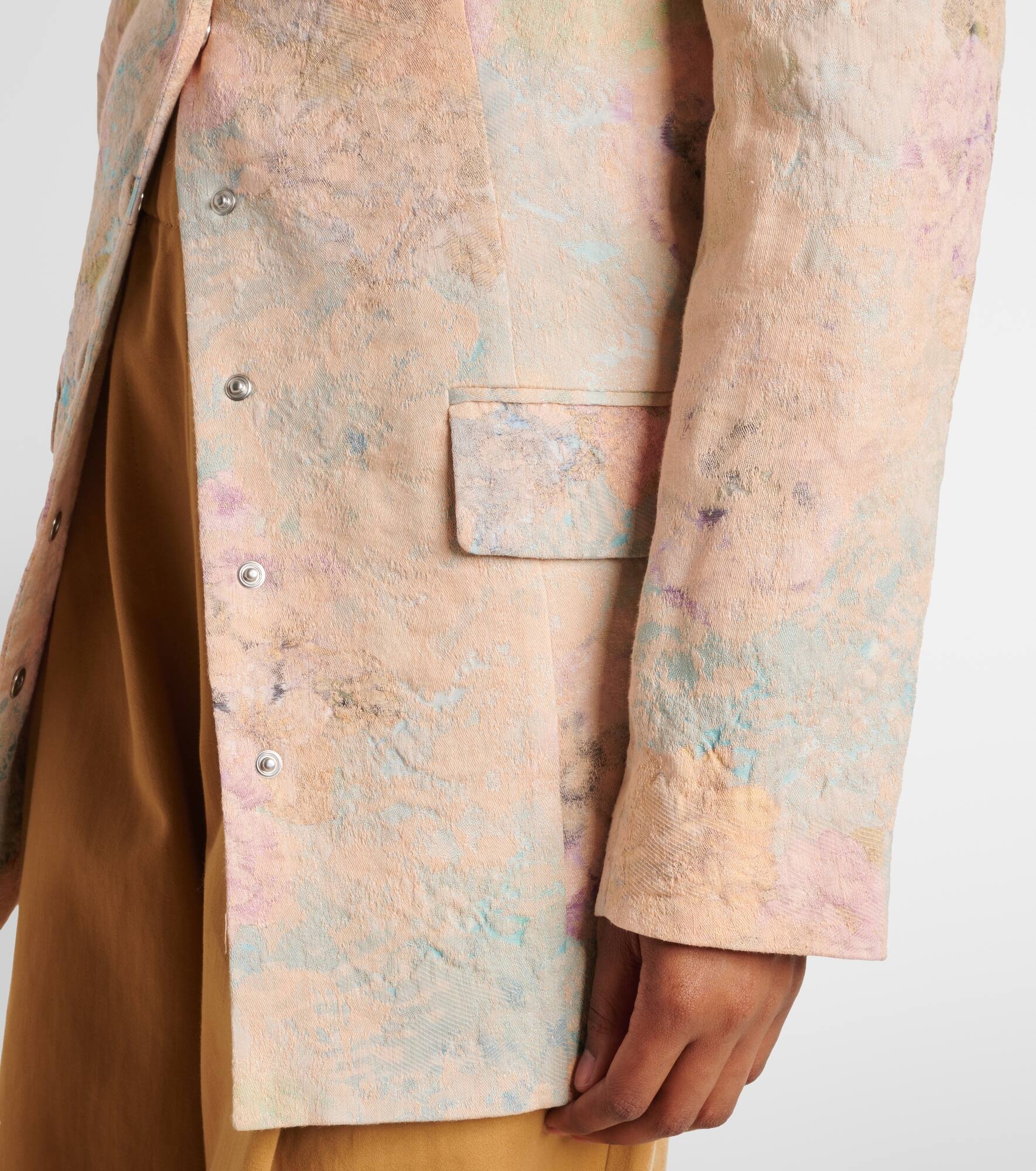 Floral linen-blend jacquard blazer - 6