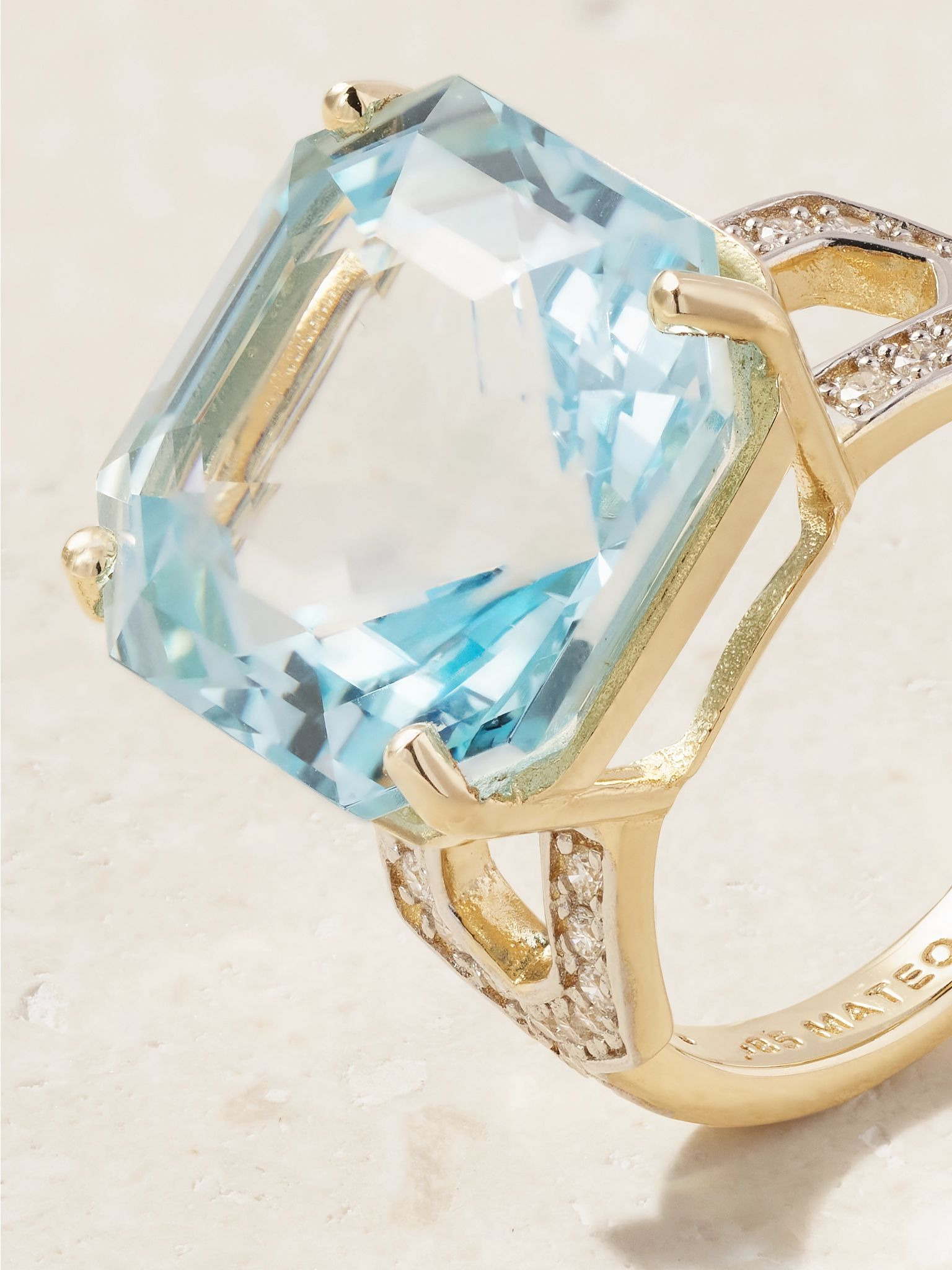 14-karat gold, topaz and diamond ring Blue - 4