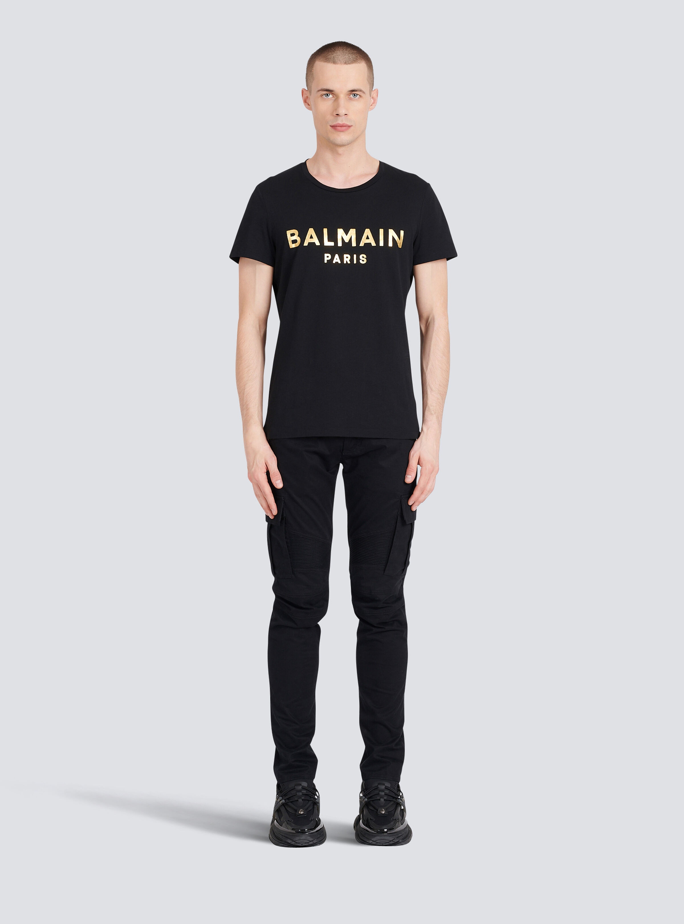Eco-designed cotton T-shirt with Balmain Paris logo print - 3