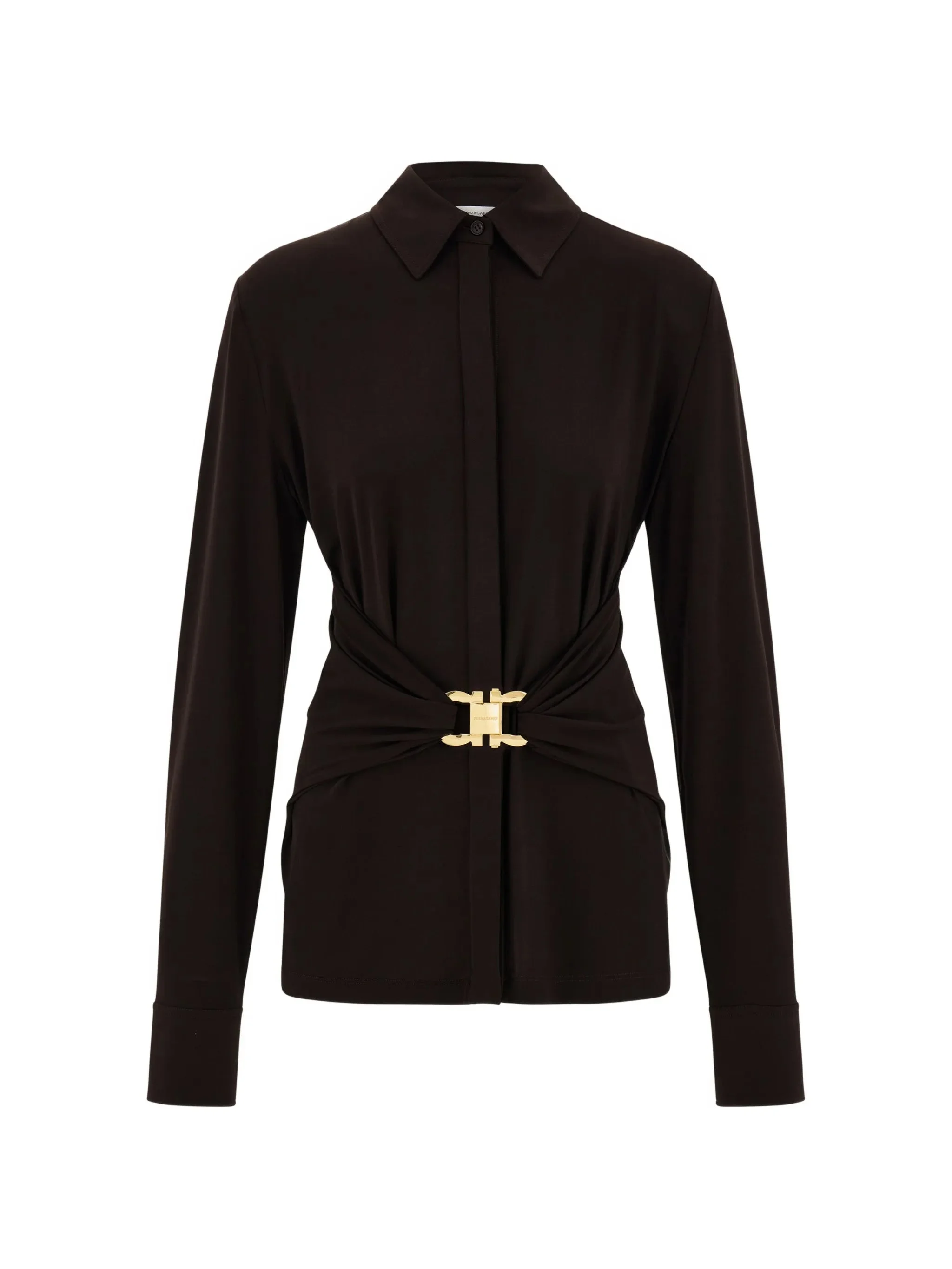 Ferragamo Viscose Shirt With Gathered Waist - 1
