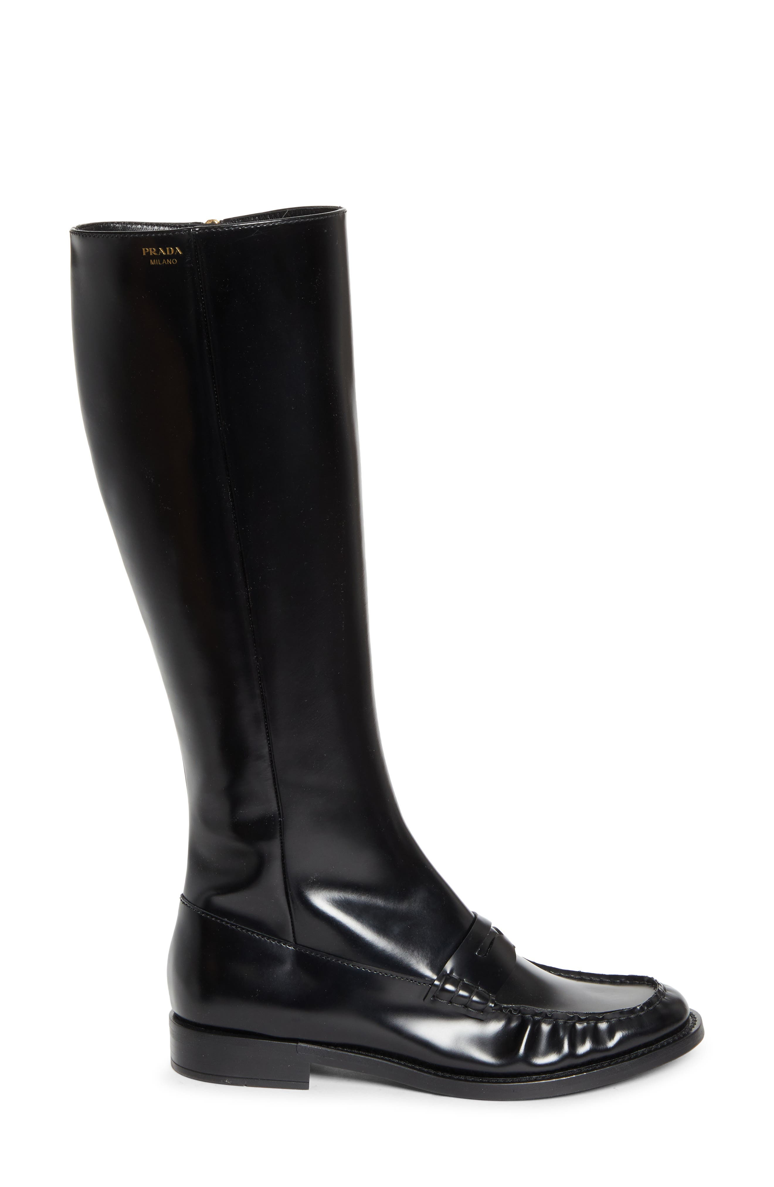 Prada Knee High Loafer Boot in Nero at Nordstrom - 3