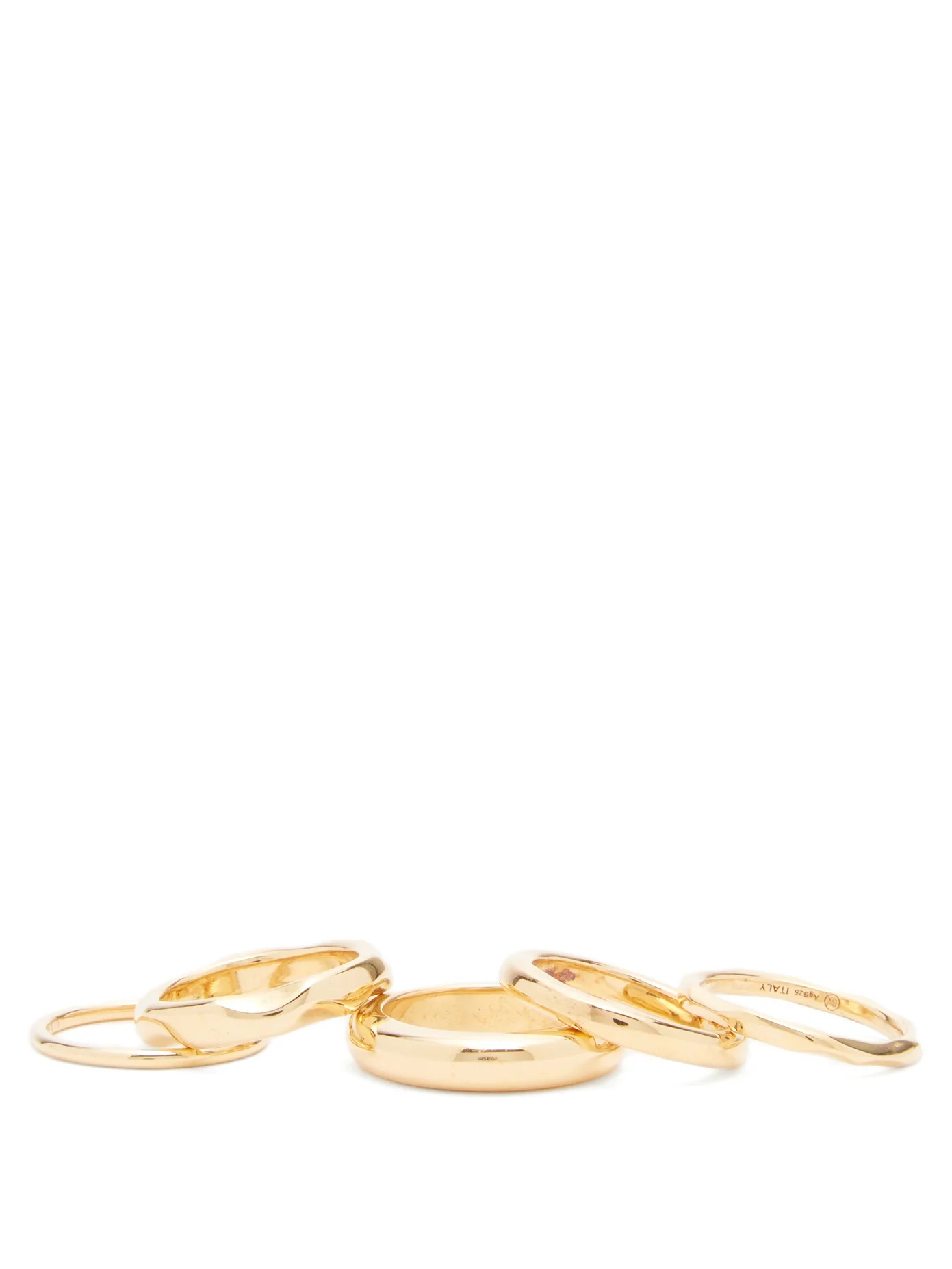 Set of five 18kt gold-plated sterling-silver rings - 1