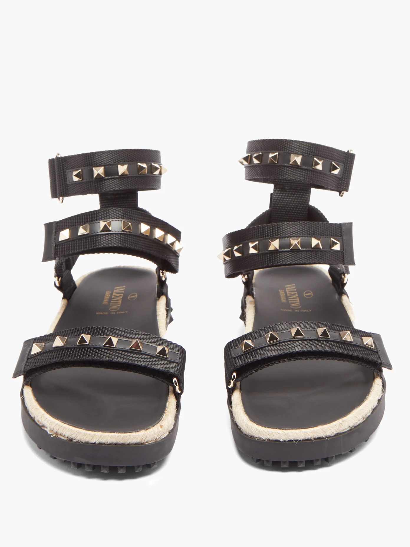 Rockstud canvas and jute sandals - 5