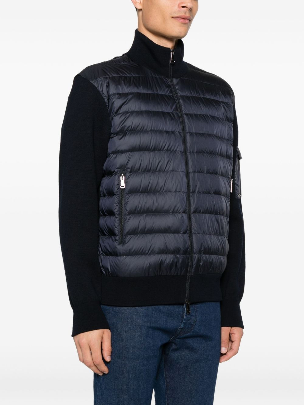 quilted wool-sleeve jacket - 3
