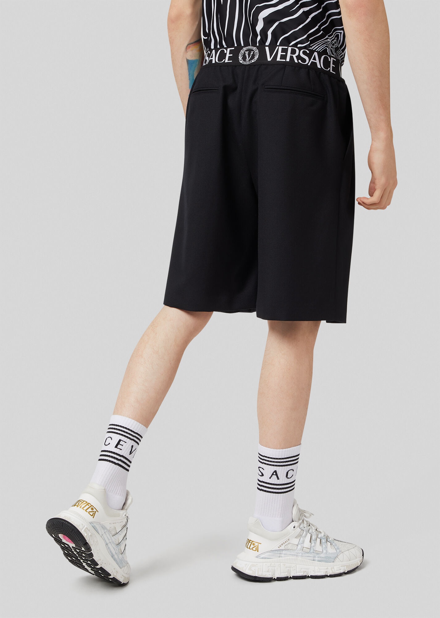 Logo Band Wool Gabardine Shorts - 3