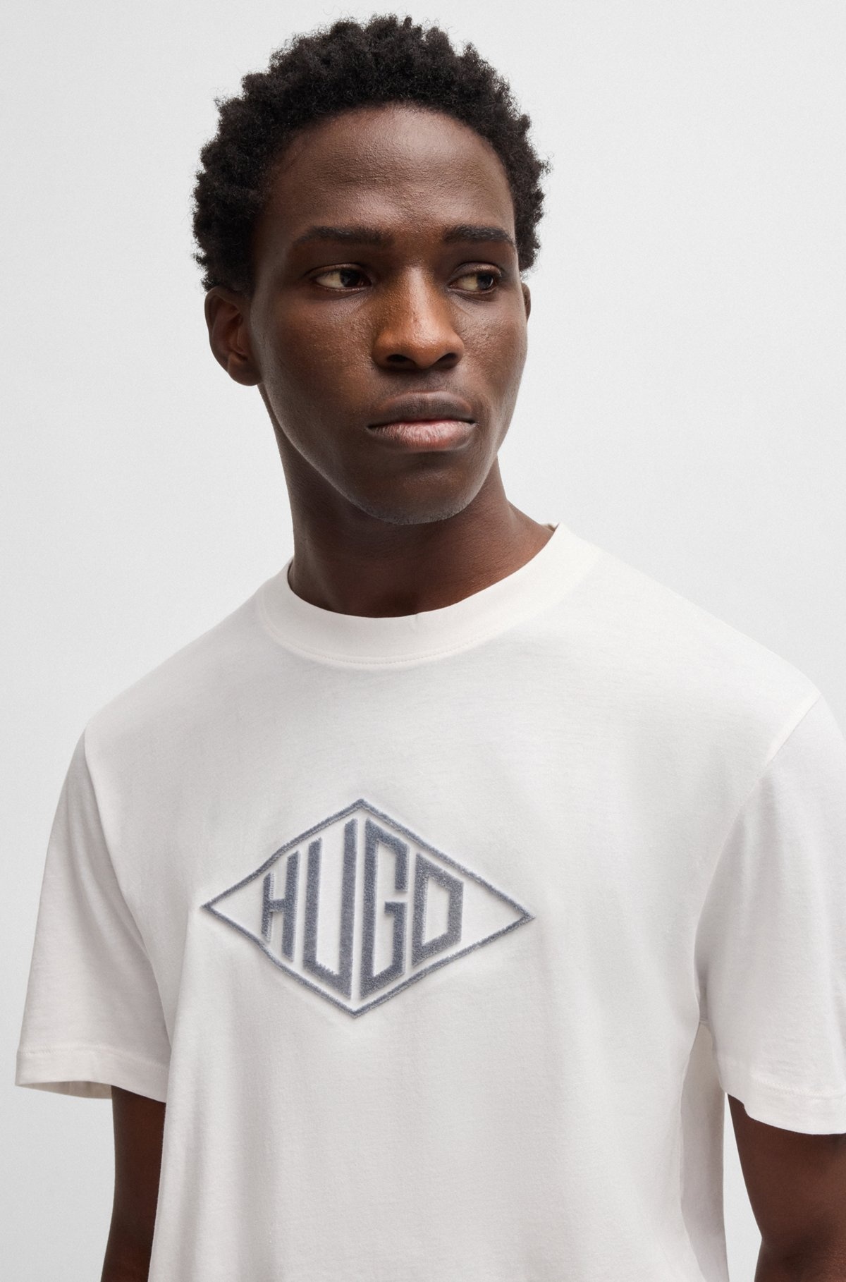 COTTON-JERSEY T-SHIRT WITH GEOMETRIC LOGO EMBROIDERY - 3