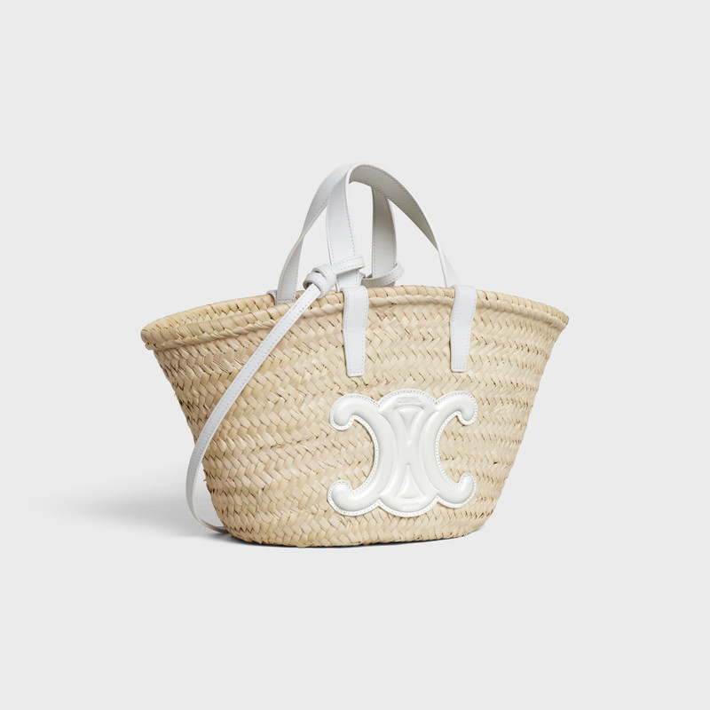 CELINE Teen Triomphe Celine Classic Panier in palm leaves and Calfskin outlook