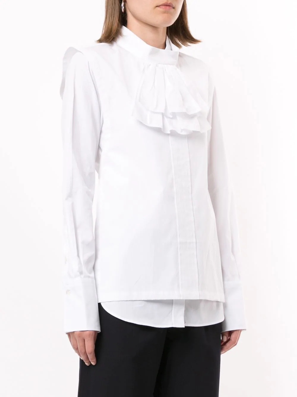 ruffle detail long-sleeved shirt - 3