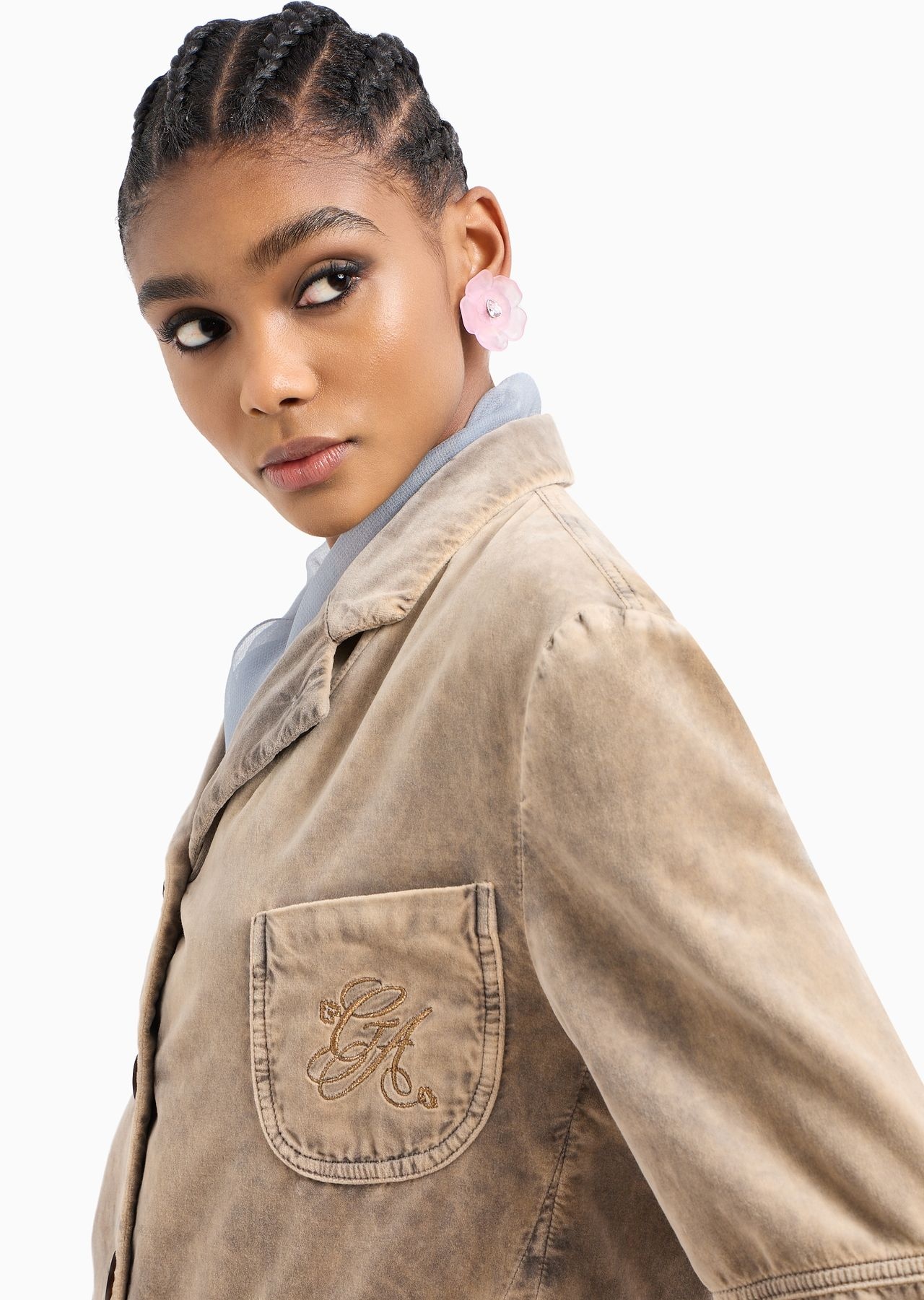 Single-breasted jacket in cotton velvet - 5